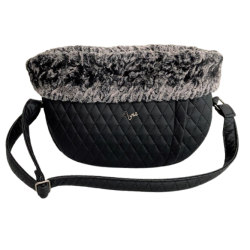 Eco Fur Walking Bag Square Black+Grey/Black