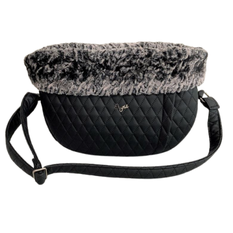 Eco Fur Walking Bag Square Black+Grey/Black