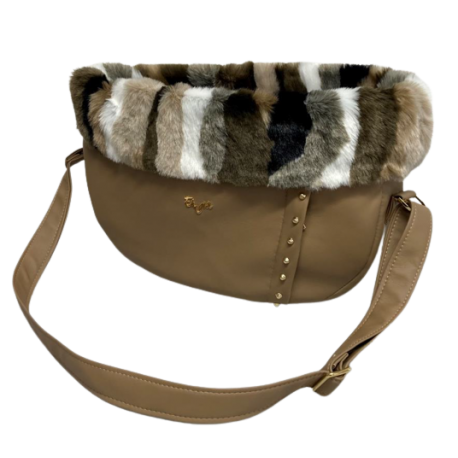 Eco Fur Walking Bag Coffe+ Multicolor