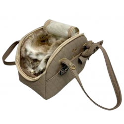 Traveller Bag +Removable Blanket Car Carrier or Trolley Carrier Square Taupe+Tiger blanket